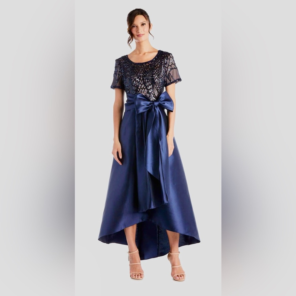 *CLEARANCE* NWT R&M RICHARDS SZ 16 NAVY High/Low Evening Gown #3532